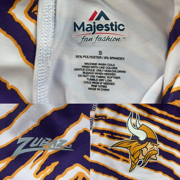 Zubaz NFL Minnesota Vikings Majestic Women’s S Gold Purple, Zebra Print Leggings - Picture 4 of 13